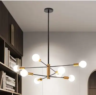 Modern Black and Gold Chandelier - Height Adjustable Sputnik C.., View more