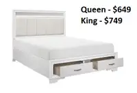 NEW QUEEN/KING PLATFORM BEDS WITH FOOTBOARD STORAGE!