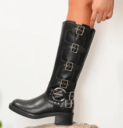 SOLD OUT SHEIN Women's Western Style Cowboy Moto Tall Boots SZ 9, View more