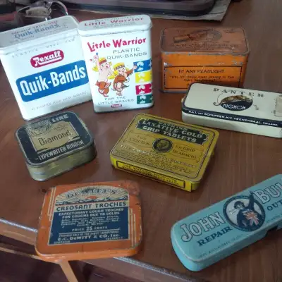 8 Vintage Smaller Tins, See Listing Below, $15 Each, View more