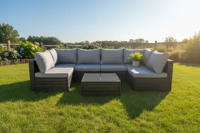 Brand New 7 pcs Patio Furniture Set with Glass Coffee Table $499, View more