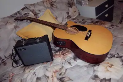GUITARE JASMINE MODEL J036CE-NAT, ACOUSTIC ELECTRIQUE AVEC TUNER INTEGRÉ ET MINI AMPLI 25 WATTS HAUT...