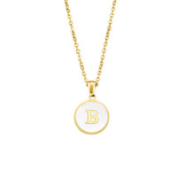 New B Letter Necklace Metal Round