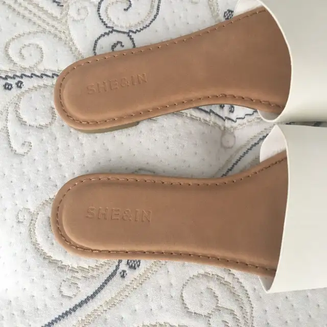 Shein slip on faux leather slides63234499357057123