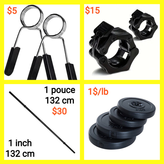 Liquidation fermeture collars clamps 1 po 1 inch barbell barre b dans Appareils d'exercice domestique  à Ville de Montréal