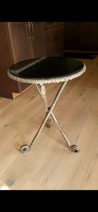 Metal black marble side table 