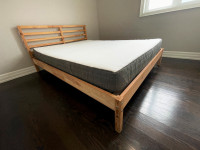 Ikea Double Bed frame with Mattress and Mattress Topper/Cover