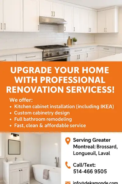 Upgrade Your Home with Professional Renovation Services! We specialize in: • Kitchen cabinet install...