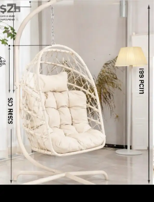 LKINBO Indoor Outdoor Egg Swing Chair with Stand and Cover, Pati in Patio & Garden Furniture in Hamilton - Image 4