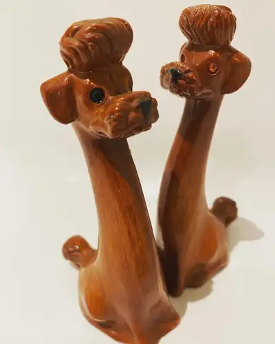 BIBELOT EN BOIS  KITSCH VINTAGE POODLE CANICHE MID CENTURY MCM, View more