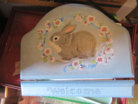 Spring Easter Wood Bunny Welcome Sign