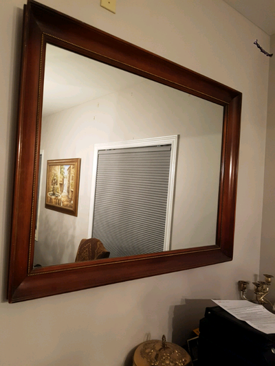 Large wooden mirror 46 in by 35 in solid wood, View more