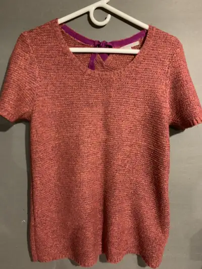 Pics 1 - short sleeve pink sweater - medium Pic 2 - charcoal open front cardigan - medium Pic 3 - na...