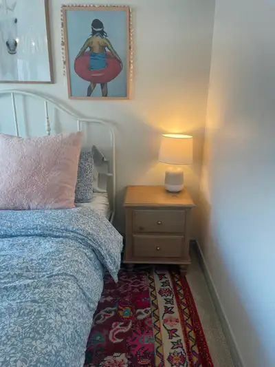 Refinished solid wood nightstand, View more