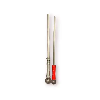 2 Lightsabers w ball at handle, 28” $5 for pair (one has broken battery spring) lights up, no sound...