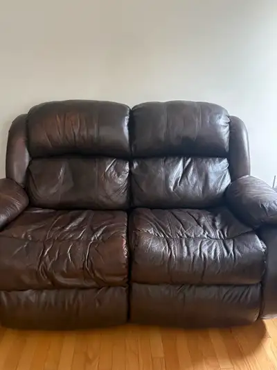 Dark Brown Leather Reclining Loveseat, View more