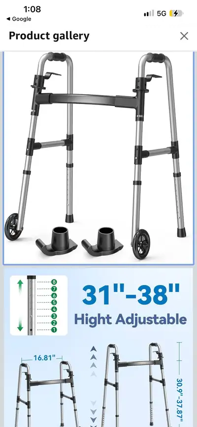 New Folding Medical Walker with 5-inch Wheels, View more