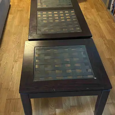 Wood and Glass Coffee Table and Side Table, View more