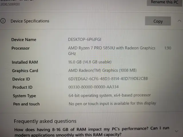 Lenovo Laptop T14 - Gen2 Ryzen Pro 7 in Laptops in City of Toronto - Image 8