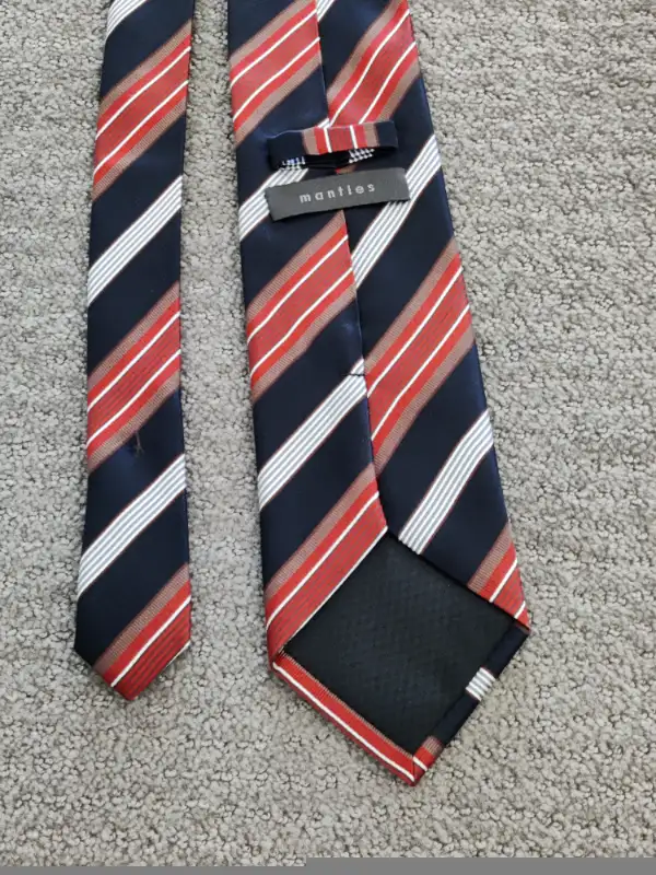 Men's Silk Neck Ties - Mantles - 100% Silk - Navy Blue / Orange in Men's in Calgary - Image 8