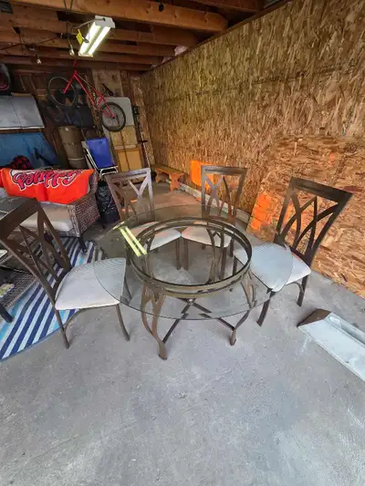 Metal Chairs Glass Table, View more