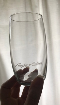 Vintage Set of 4 Alaska Airlines Drinking Glasses Frosted Logo