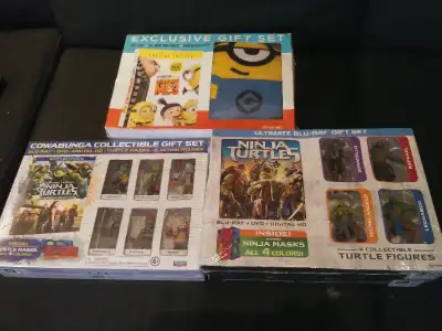 Ensemble-Cadeau Blu-Ray DVD Minions & Teenage Mutant Ninja Turtles TMNT Gift Set Minions 15$, TMNT U...