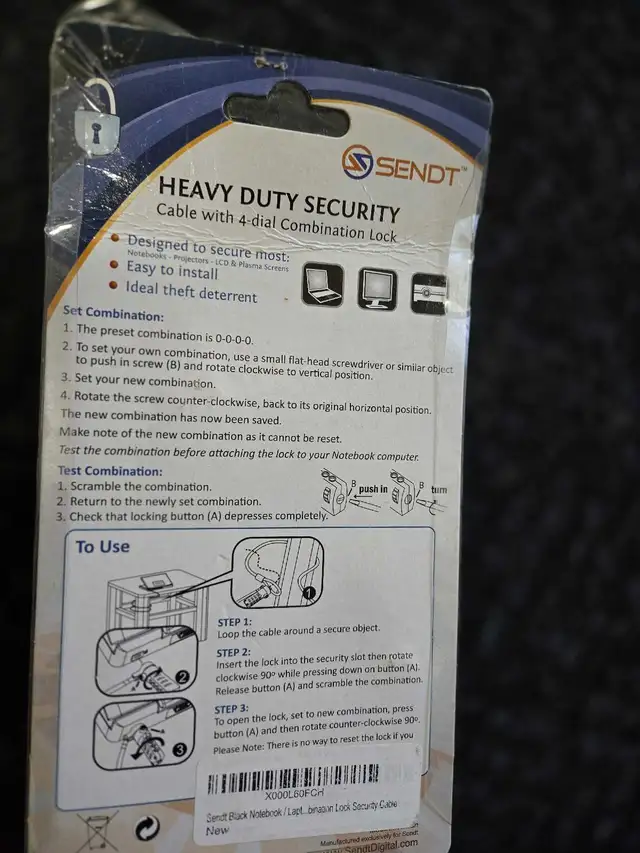 Sendt Notebook Security Cable in Laptop Accessories in Hamilton - Image 3