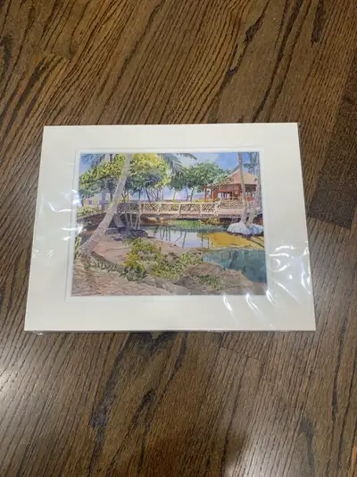 New Pahu i’a Bridge by Terrance J. Cisco Watercolour Painting, View more
