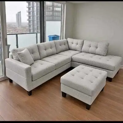 Cream New Brand Sectional Sofa With Ottoman, View more