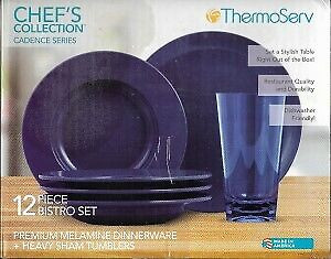 Thermoserv 12-Piece Melamine Dinnerware Set, Bistro, Blue No Tax in Kitchen & Dining Wares in Kitchener / Waterloo