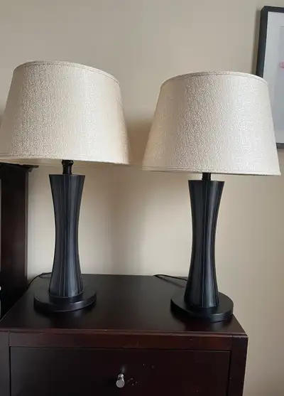 Excellent condition wooden base lamps from Pier 1 Imports Pick up Birchmount and Sheppard $100 for b...