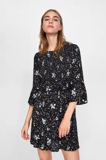 Zara Floral Black and White Dress size M, View more