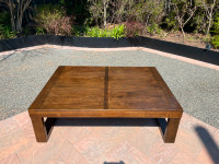 Large brown wooden coffee table