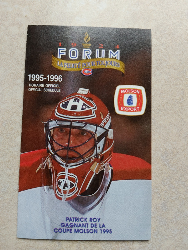 Montreal Canadiens Pocket Schedule Patrick Roy in Arts & Collectibles in Ottawa