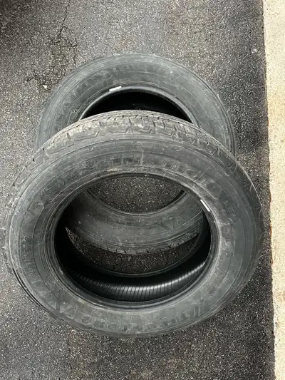 Selling a pair of used Firestone Destination LE2 tire. Size is 225/65R17. The DOT code indicates a m...
