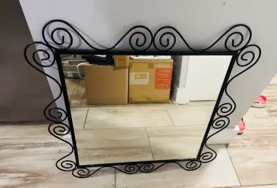 Decorative Black Metal Wall Mirror, View more