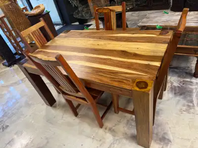 Table à manger en bois de rose, table cuisine et 4 chaises, View more