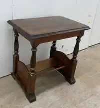 An antique side table/magazine rack, solid wood, refurbished
