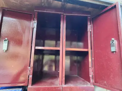 I am not looking for any offers. For Sale Two Smaller Steel Two Shelves Cabinets That Can Be Used Fo...