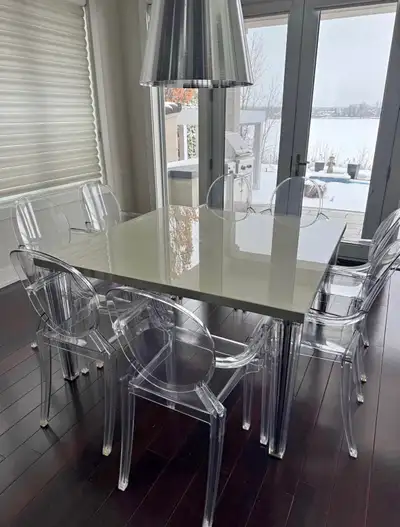 Kartell dining table and 6 chairs (must go), View more