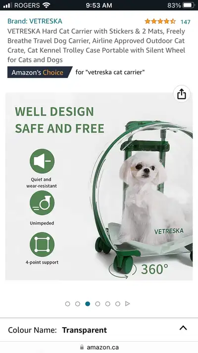 VETRESKA Hard Cat /Dog Carrier, View more