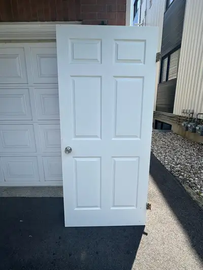 6 panel interior door with hinges and door knobs