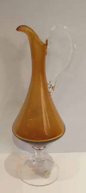 Vintage amber glass decanter carafe, View more
