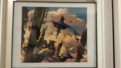 This is a print (not numbered) of the book cover "Metal Swarm" by Kevin Anderson. Done in 2008. Meas...