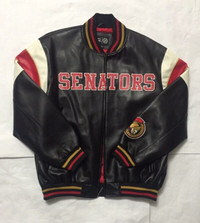 New Ottawa Senators G-III by Carl Banks Leather Jacket Black XL