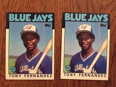 I am selling two mint 1986 Topps Tony Fernandez (#241) baseball cards for $10. Cards will come in a...