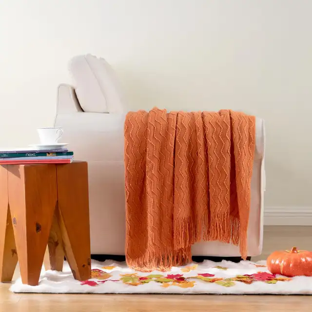 Cover burned Orange bed decor NEW Throw Blanket soft sofa couch in Bedding in Ottawa - Image 8