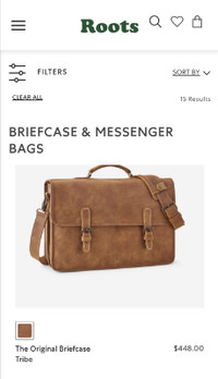 Roots Leather Briefcase/Messenger Bag