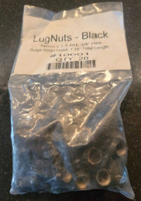 Écrous noirs 14mm x 1.5 RH, 3/4 Hex Lug